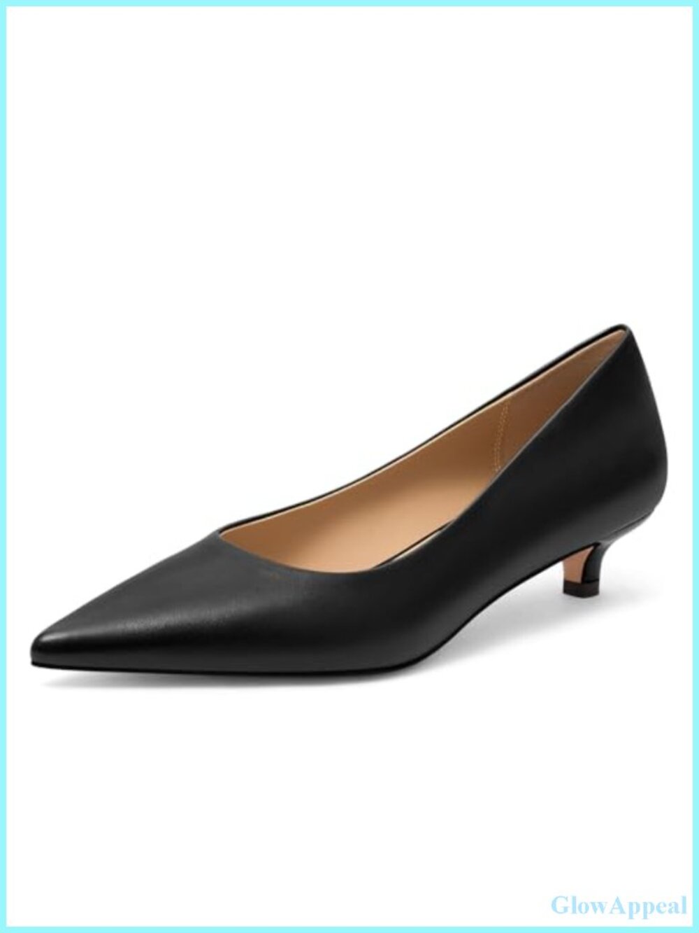 Kitten Heel Pointed Toe Pumps, Faux Leather, 1.5 Inch Low Heel